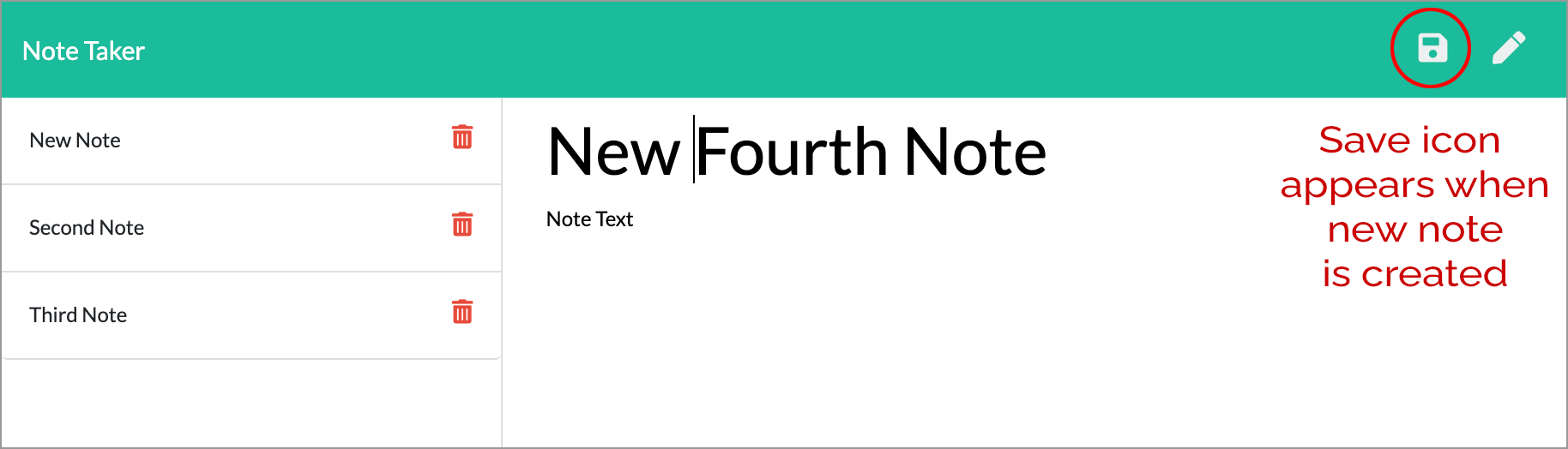 note taker save button